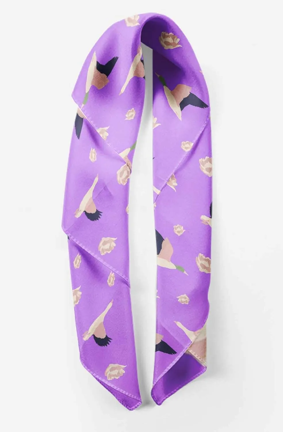 Bimba Printed Pure Silk Scarf For Hair Neck Head Bandanas For Women