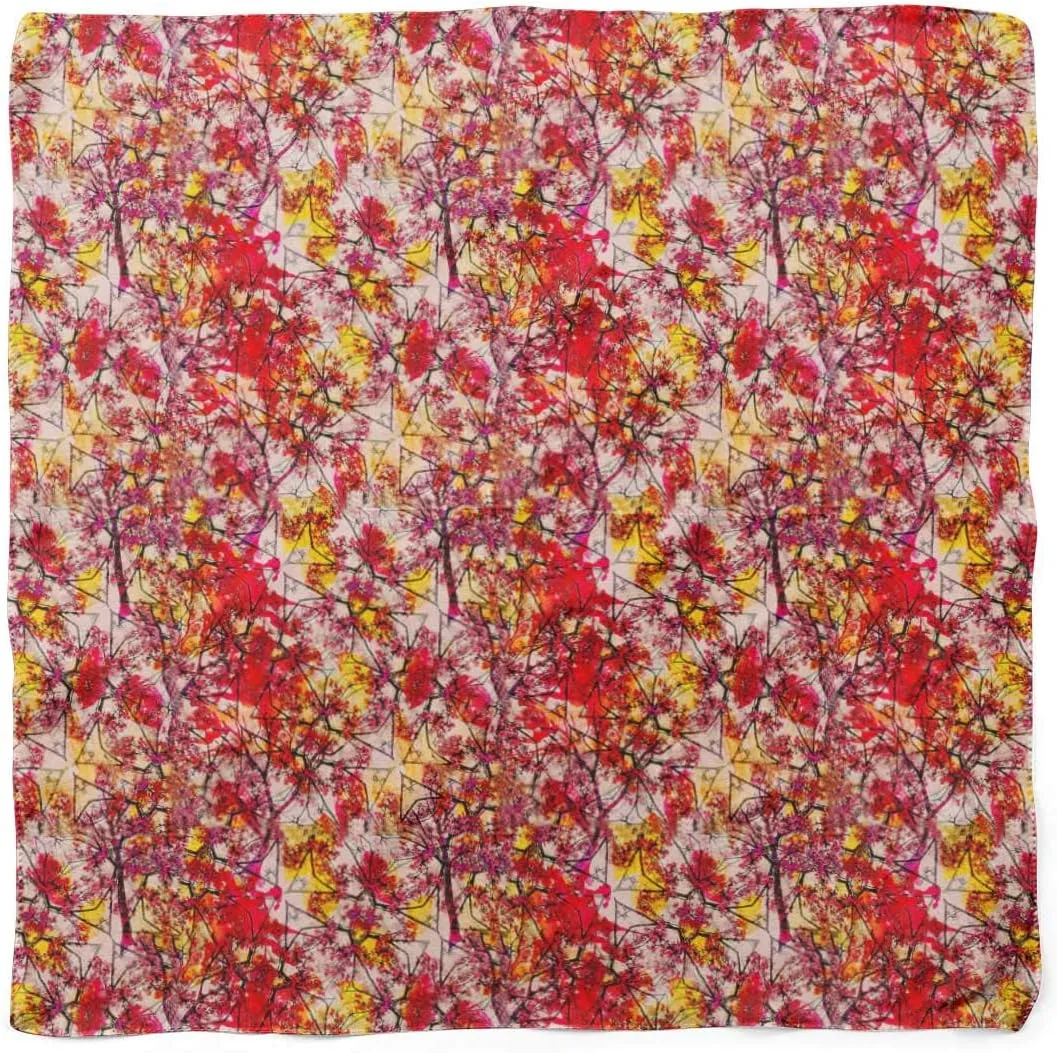 Bimba Printed Pure Silk Scarf Neck Wrap Summer Hair Bandanas For Women