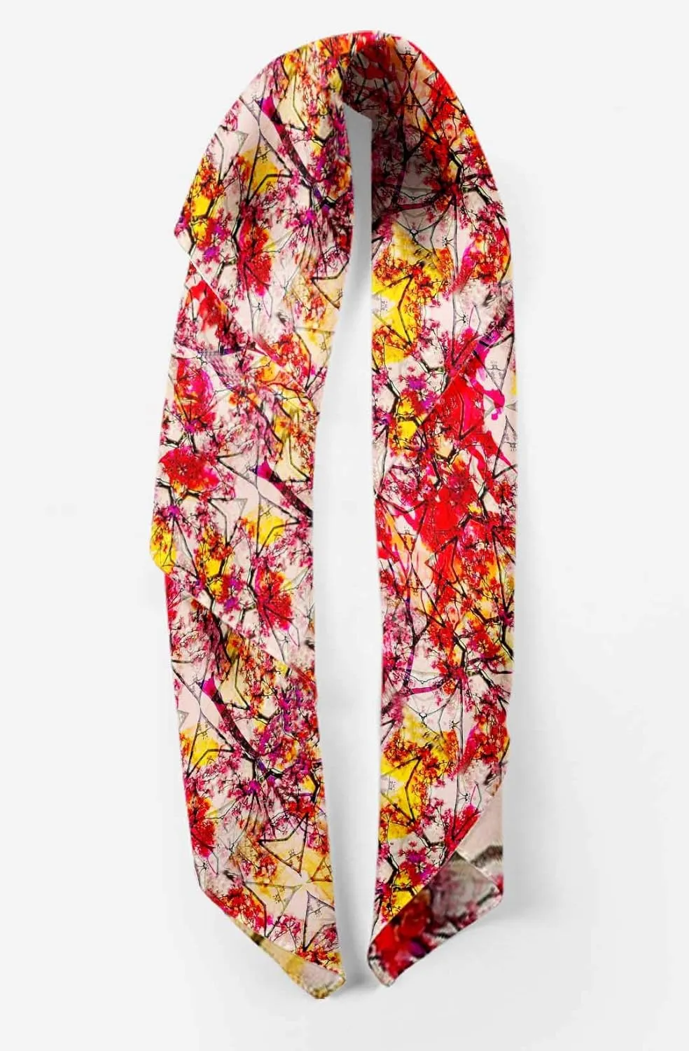 Bimba Printed Pure Silk Scarf Neck Wrap Summer Hair Bandanas For Women