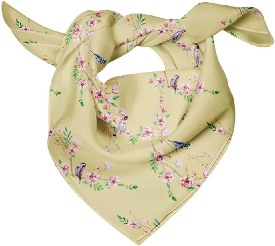 Bimba Printed Pure Silk Scarf Neck Wrap Summer Hair Bandanas For Women