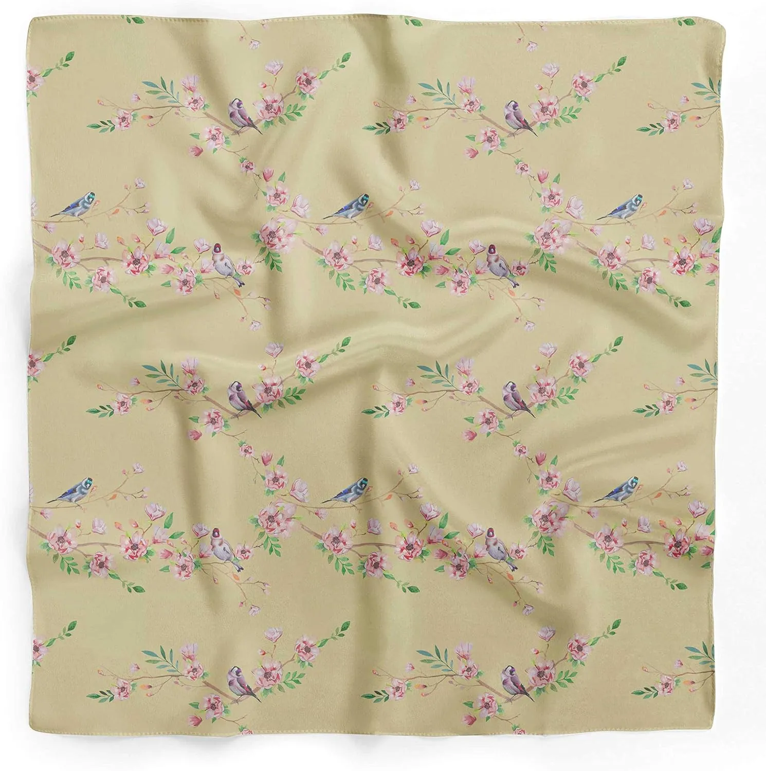 Bimba Printed Pure Silk Scarf Neck Wrap Summer Hair Bandanas For Women
