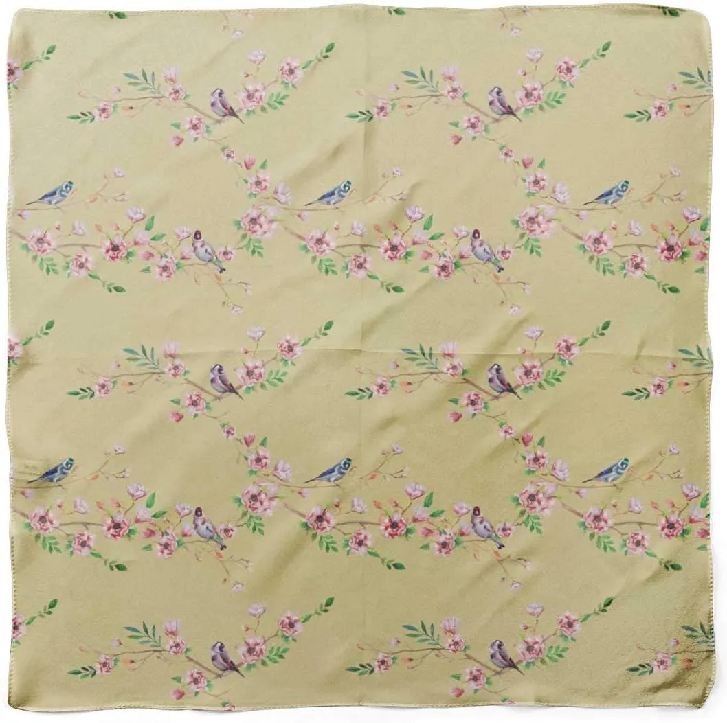 Bimba Printed Pure Silk Scarf Neck Wrap Summer Hair Bandanas For Women