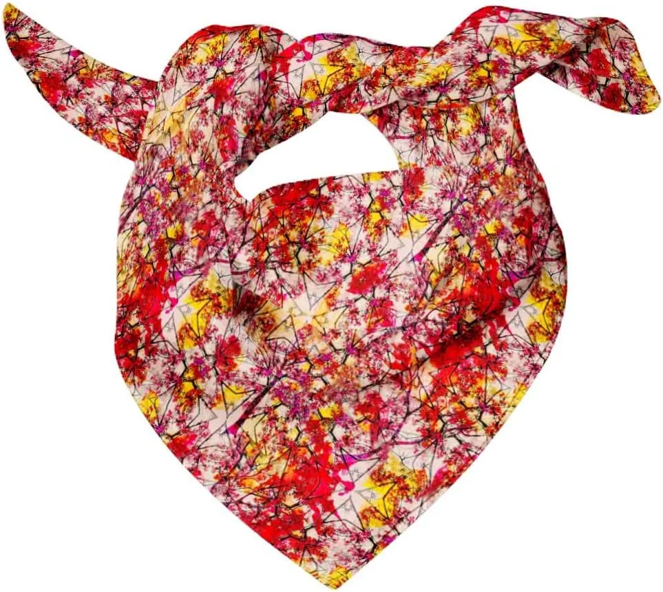 Bimba Printed Pure Silk Scarf Neck Wrap Summer Hair Bandanas For Women