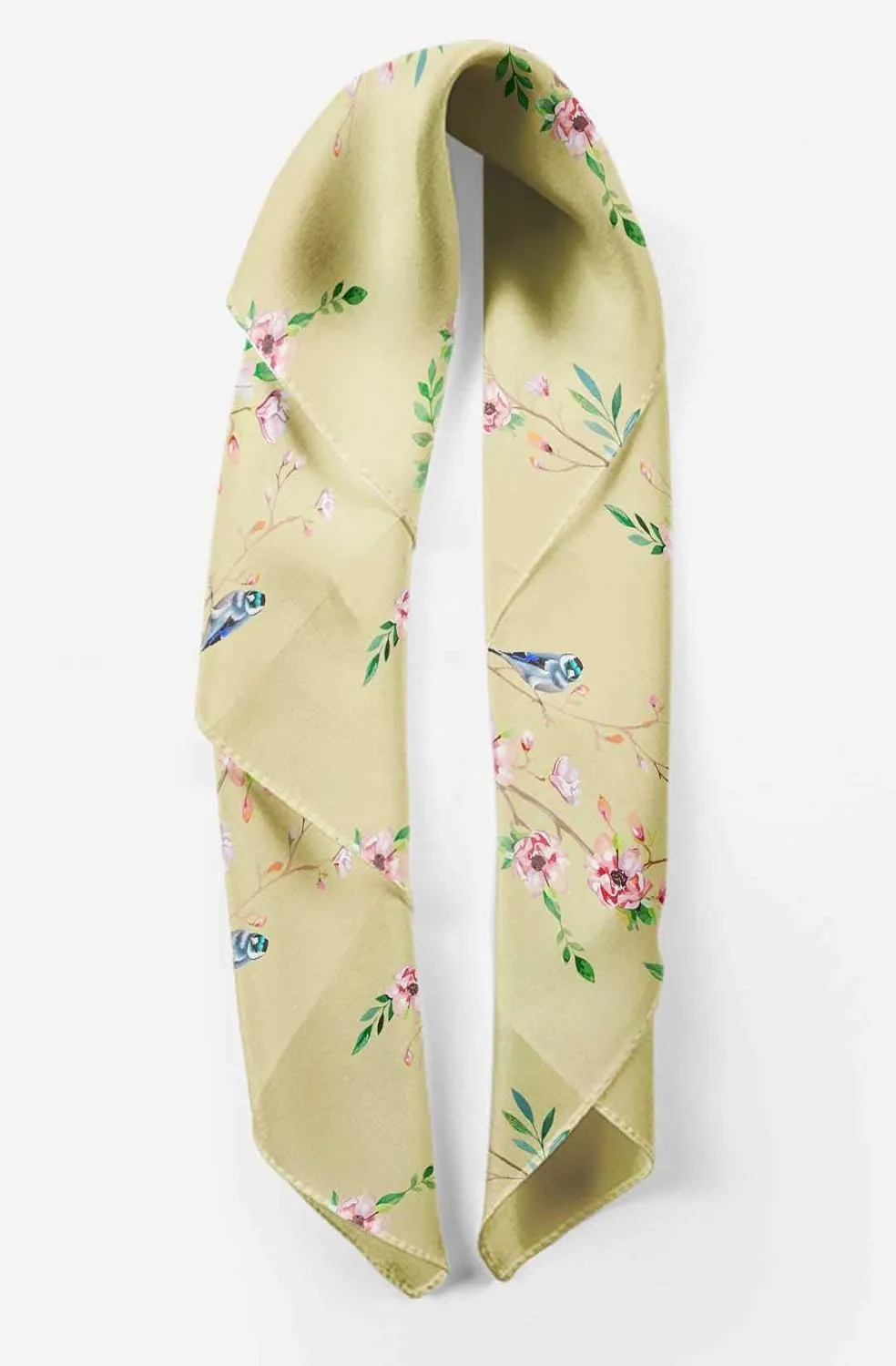 Bimba Printed Pure Silk Scarf Neck Wrap Summer Hair Bandanas For Women