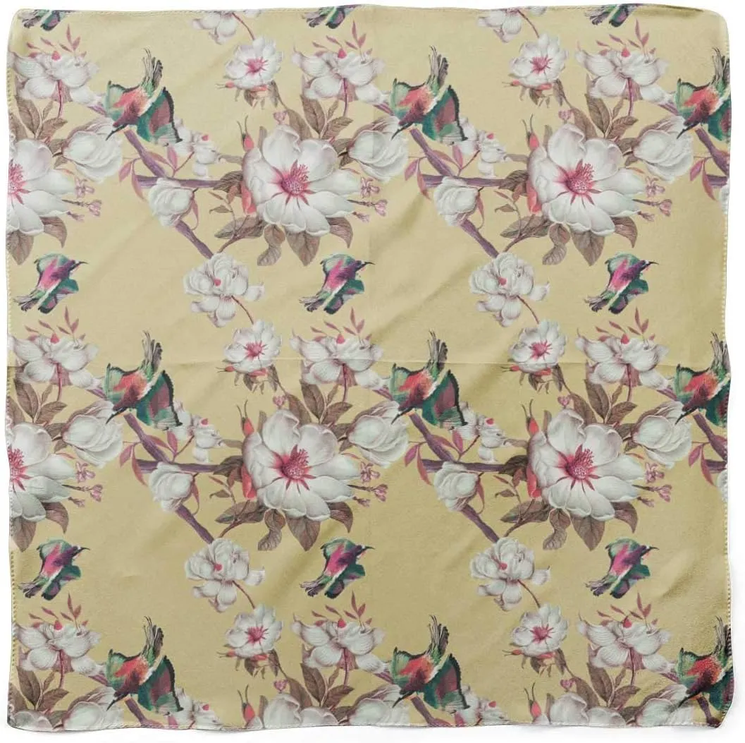 Bimba Printed Pure Silk Scarf Neck Wrap Summer Hair Bandanas For Women