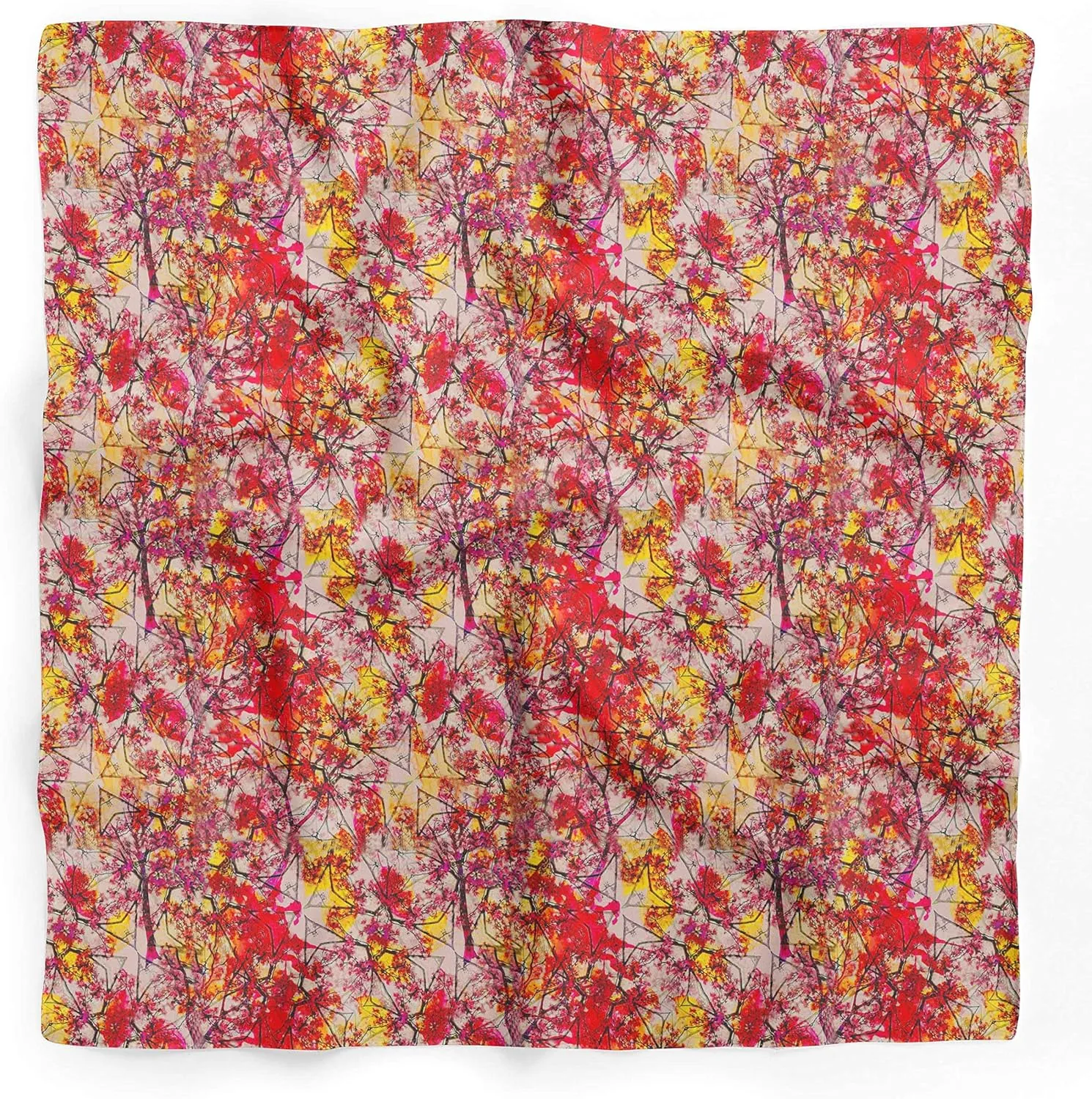 Bimba Printed Pure Silk Scarf Neck Wrap Summer Hair Bandanas For Women