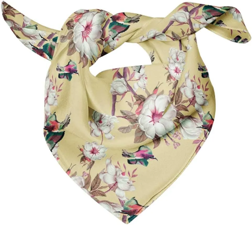 Bimba Printed Pure Silk Scarf Neck Wrap Summer Hair Bandanas For Women