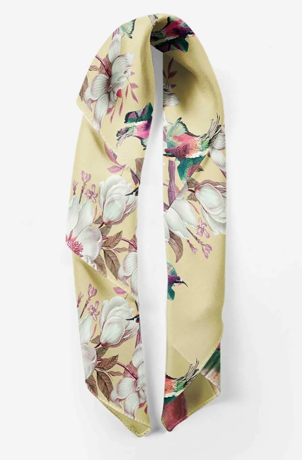 Bimba Printed Pure Silk Scarf Neck Wrap Summer Hair Bandanas For Women