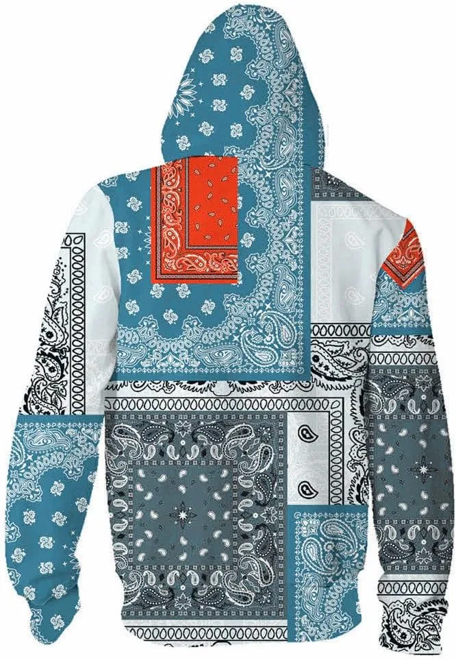 Blue Bandana Hoodies for Men Women Bandanas Print Clothing Athletic Shorts Shirts Paisley Jackets Sweatpants