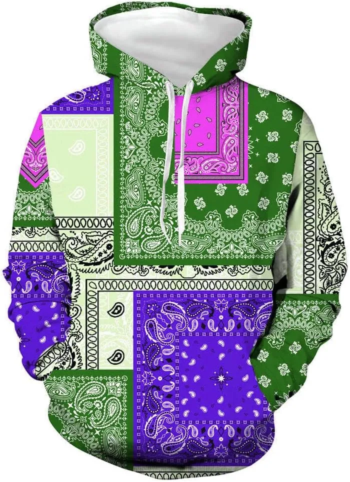 Blue Bandana Hoodies for Men Women Bandanas Print Clothing Athletic Shorts Shirts Paisley Jackets Sweatpants
