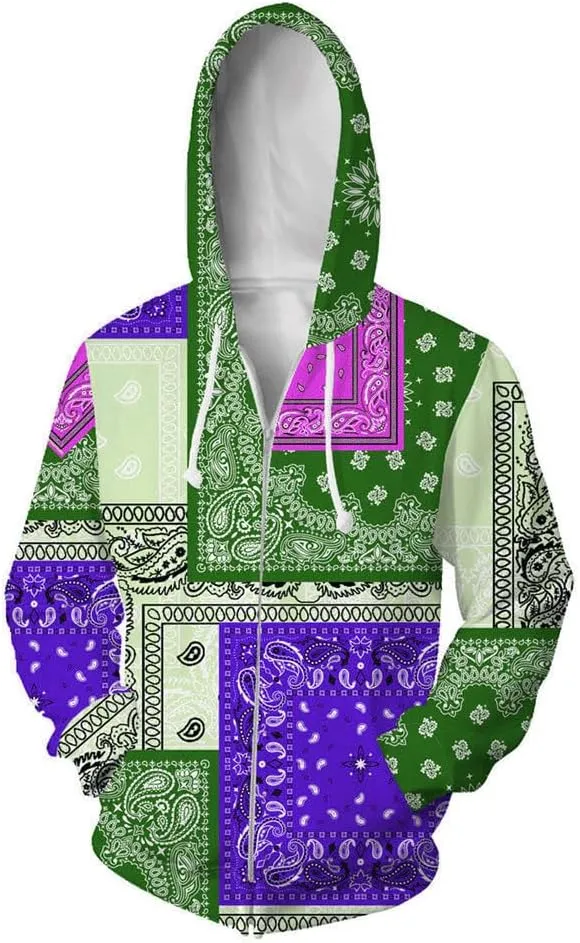 Blue Bandana Hoodies for Men Women Bandanas Print Clothing Athletic Shorts Shirts Paisley Jackets Sweatpants