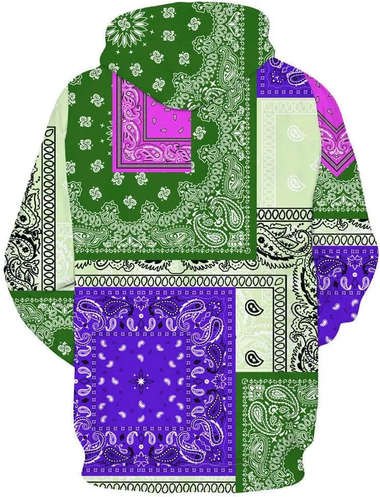 Blue Bandana Hoodies for Men Women Bandanas Print Clothing Athletic Shorts Shirts Paisley Jackets Sweatpants