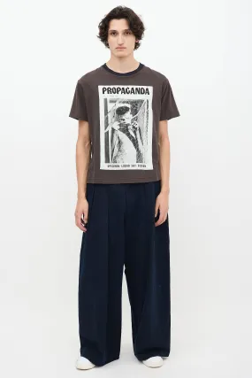Brown & Multicolour Propaganda Graphic T-Shirt