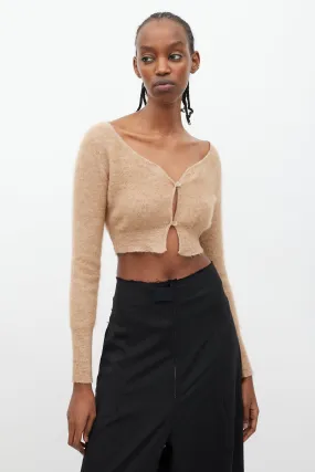 Brown Mohair Alzou Cropped Cardigan