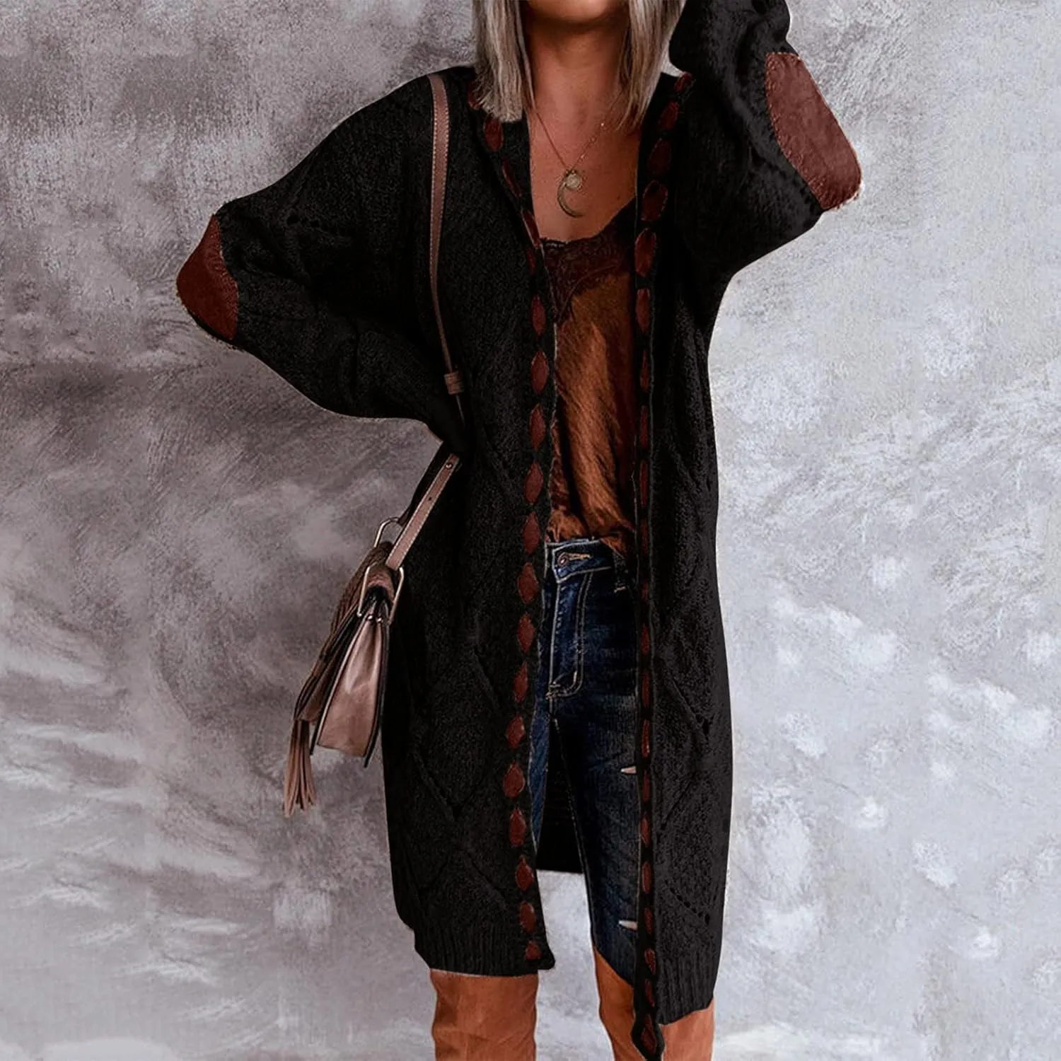 Cardigan for Women Lightweight, Cable Knit Chunky Knit Cardigan Casual Loose Sweatshirt Winter Sweater Ribbed Office Outfit