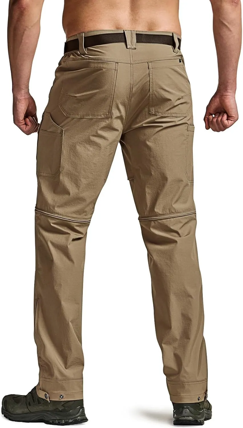 CQR Men's Convertible Cargo Tactical Pants, Water Resistant Outdoor Hiking Pants, Zip Off Lightweight Stretch Work Pants