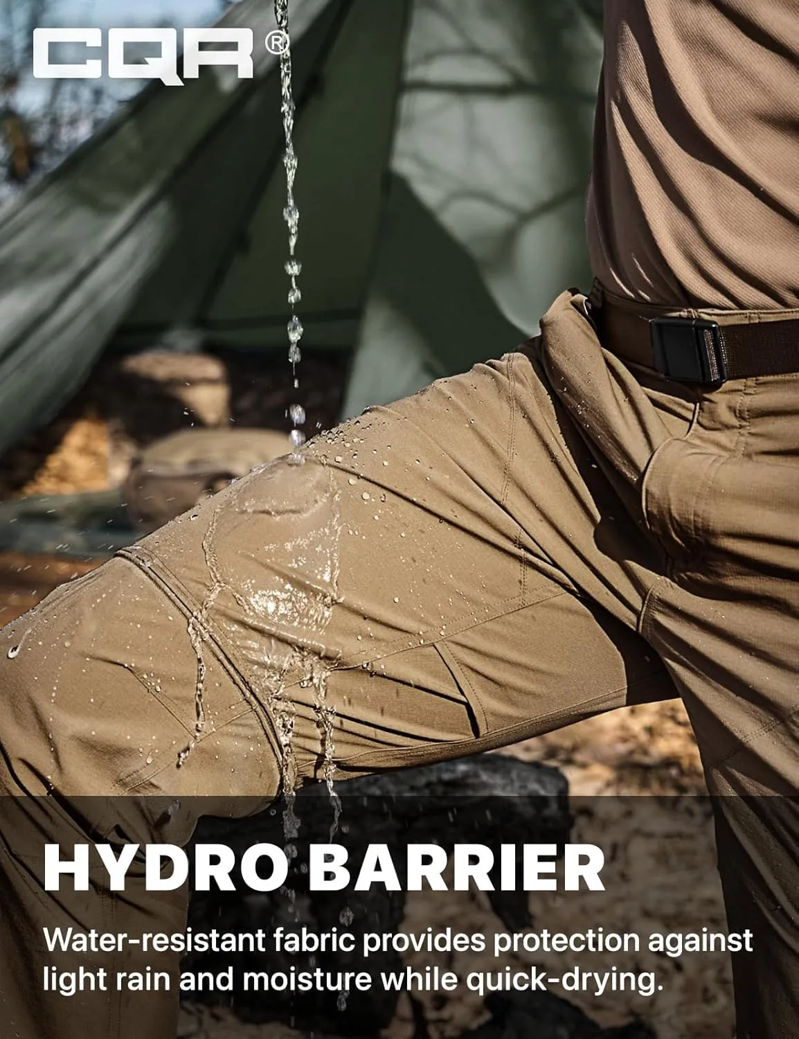 CQR Men's Convertible Cargo Tactical Pants, Water Resistant Outdoor Hiking Pants, Zip Off Lightweight Stretch Work Pants