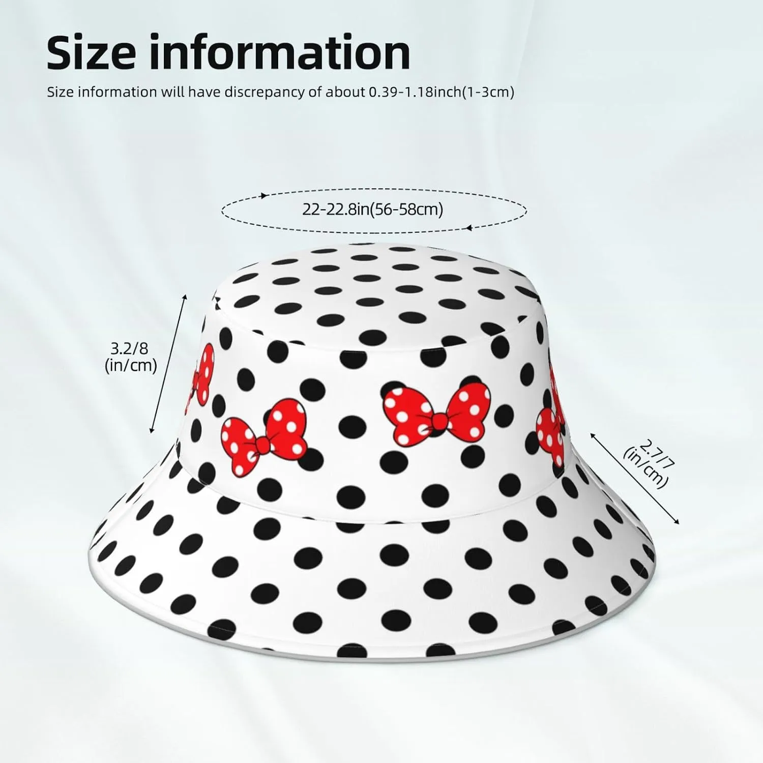 Cute Bow Polka Dot Bucket Hat Reversible, Double-Side-Wear Sun Hat for Women,Summer Travel Beach Packable Fisherman Hat