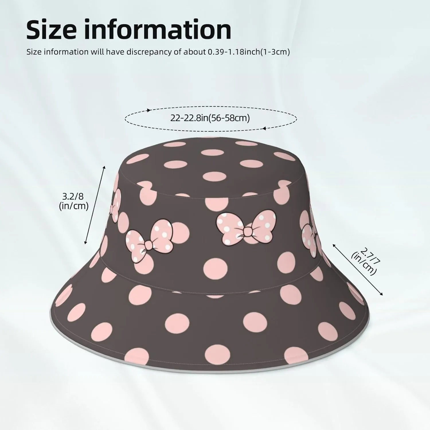 Cute Bow Polka Dot Bucket Hat Reversible, Double-Side-Wear Sun Hat for Women,Summer Travel Beach Packable Fisherman Hat