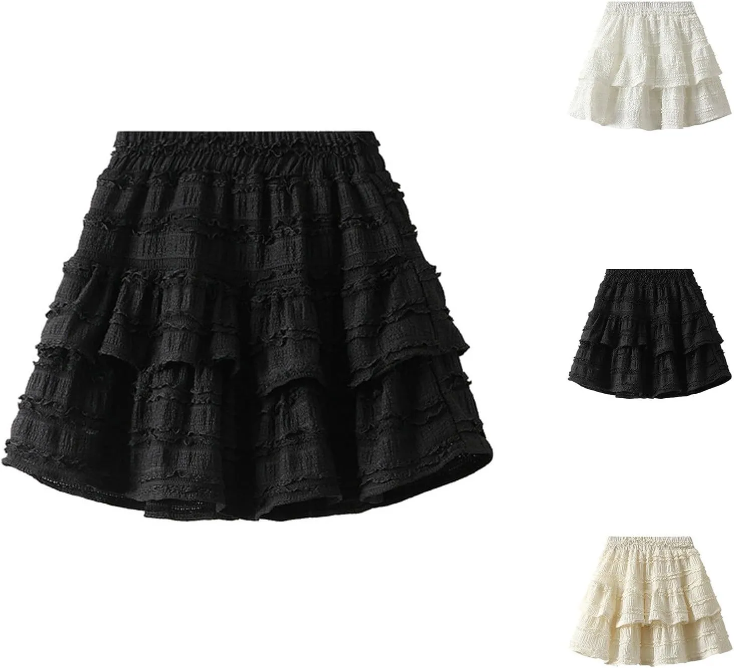 HGps8w Womens Y2K Mini Skirt Cute Lolita Cake Skirts Girls High Waist Pleated Layered Short Skirt