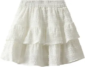 HGps8w Womens Y2K Mini Skirt Cute Lolita Cake Skirts Girls High Waist Pleated Layered Short Skirt