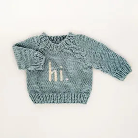 HI Crewneck Sweater For Baby and Toddler In Surf