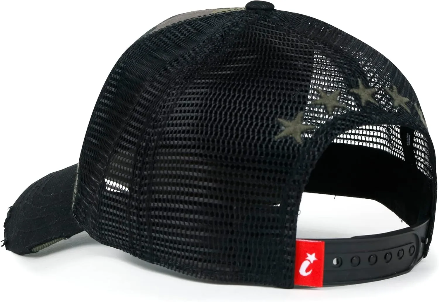 ililily Star Embroidery Black White Trucker Hat Cotton Baseball Cap