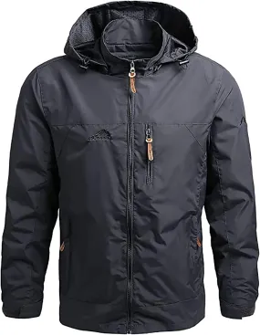 jacket Waterproof Winter Jacket Men Waterproof For Lightweight Raincoat Hooded Outdoor Jacket For Hiking, Travelling (Color : Gray, Size : XX-Large)