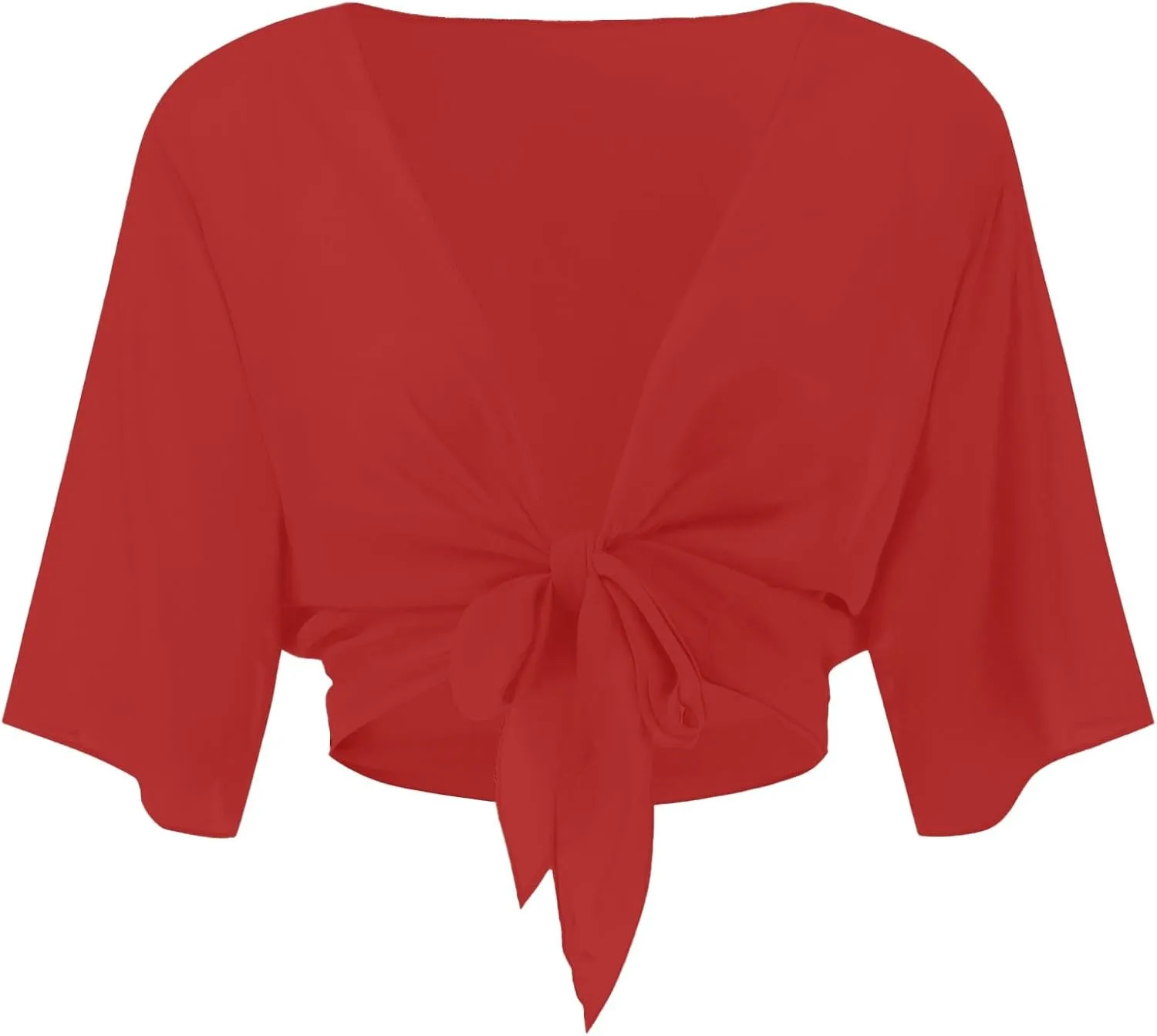 Lightweight Cardigans for Women Chiffon Sheer Shrug Short Sleeve tie Front Cardigan Summer Cropped Cardigan
