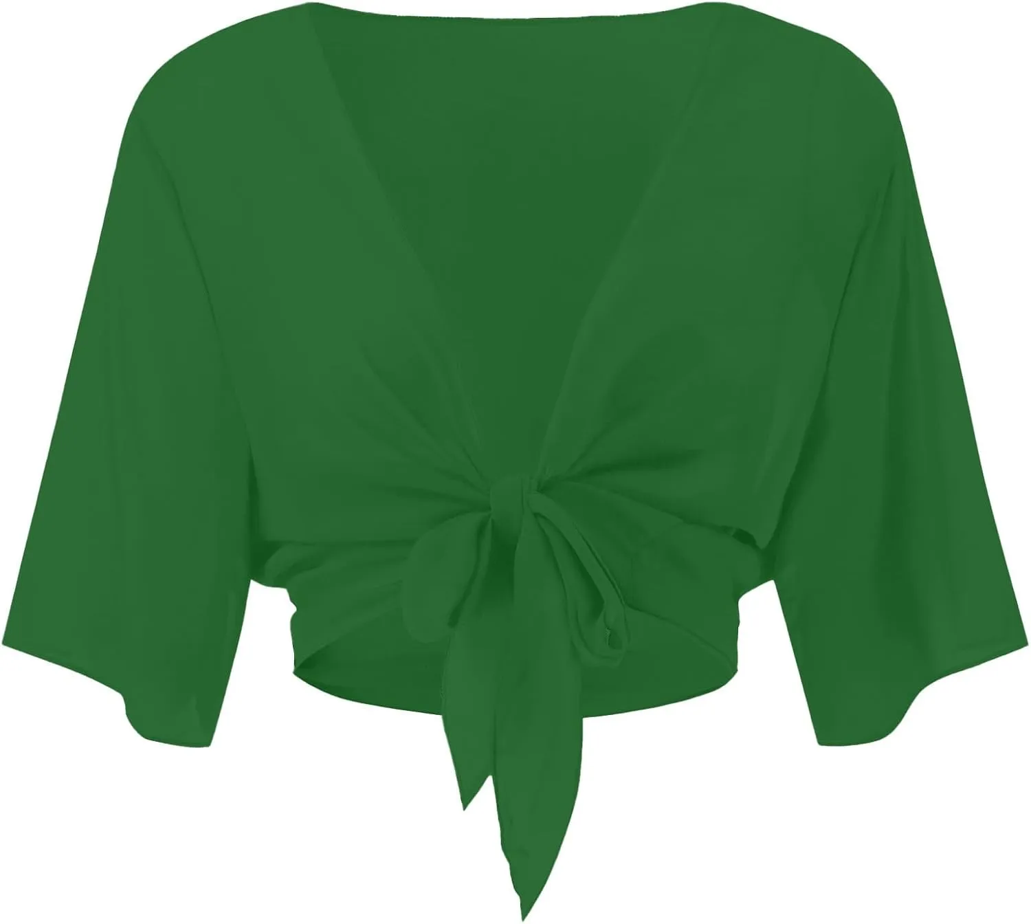Lightweight Cardigans for Women Chiffon Sheer Shrug Short Sleeve tie Front Cardigan Summer Cropped Cardigan