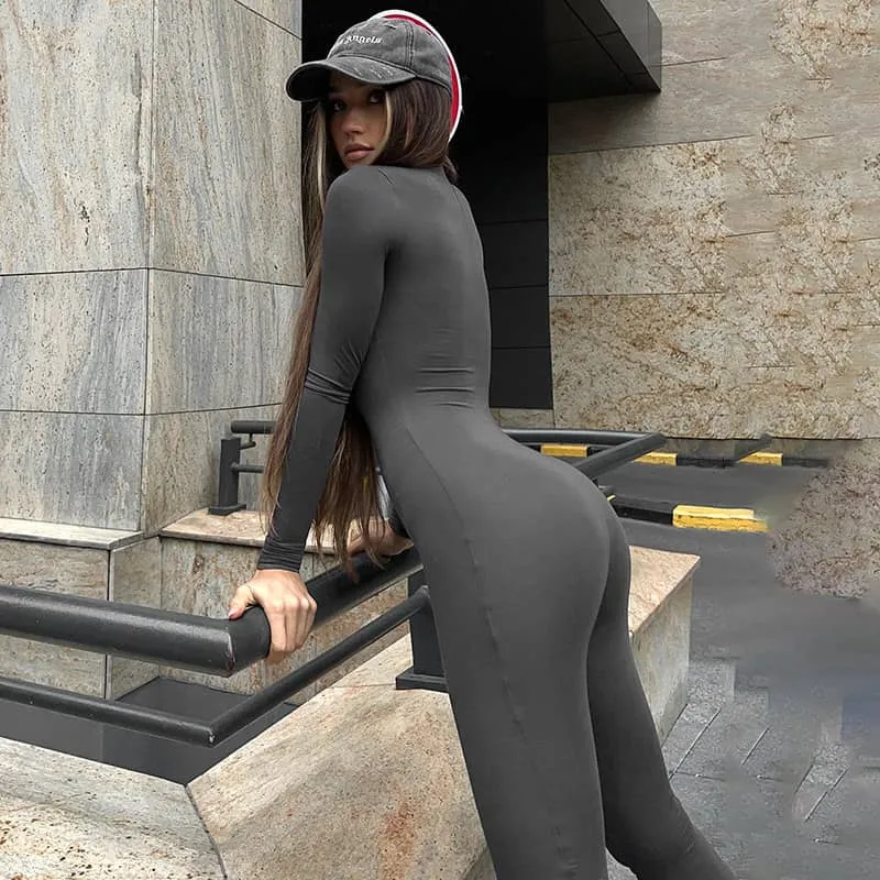 Long sleeve fashionable bell bottom jumpsuit