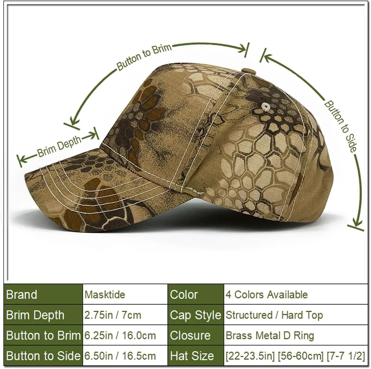 Mens Camo Baseball Hats with American Flag Buckle Womens USA Cap US Military Ball Hat