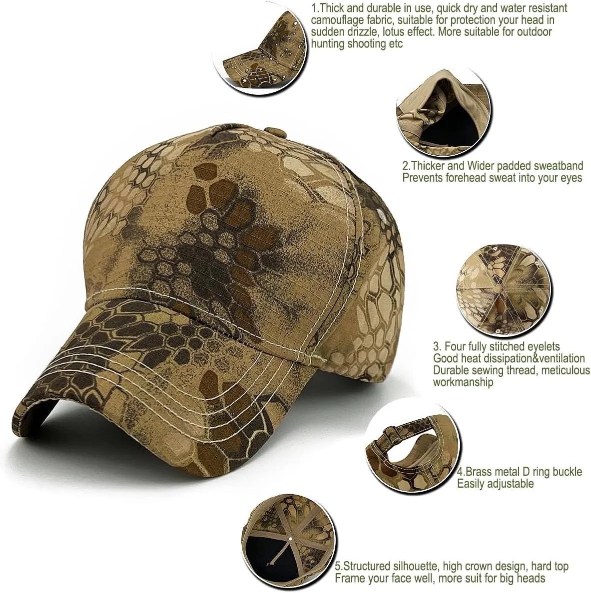 Mens Camo Baseball Hats with American Flag Buckle Womens USA Cap US Military Ball Hat