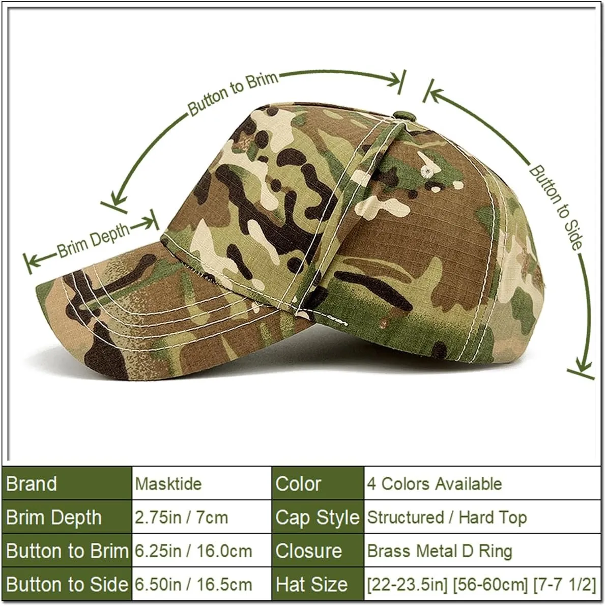 Mens Camo Baseball Hats with American Flag Buckle Womens USA Cap US Military Ball Hat