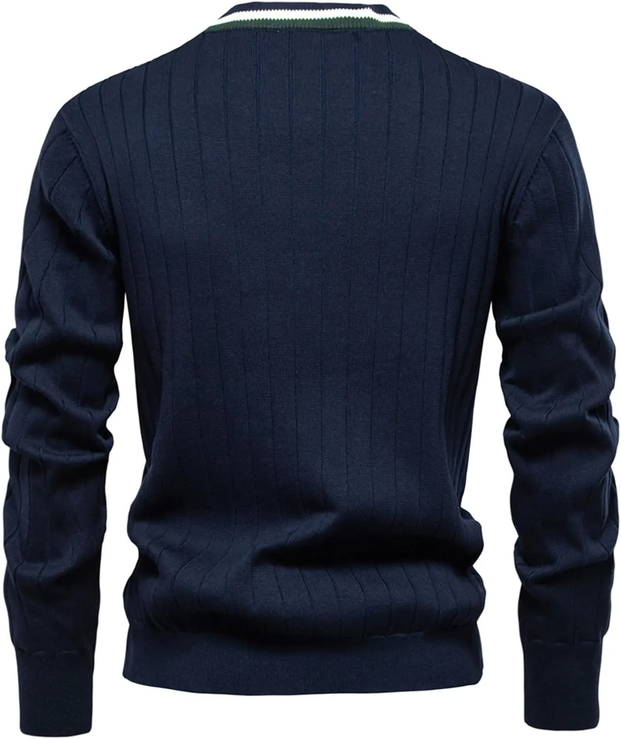 Men's Knit Cardigan Sweater V Neck Button Down Contrasting Colors Casual Long Sleeve Sweaters
