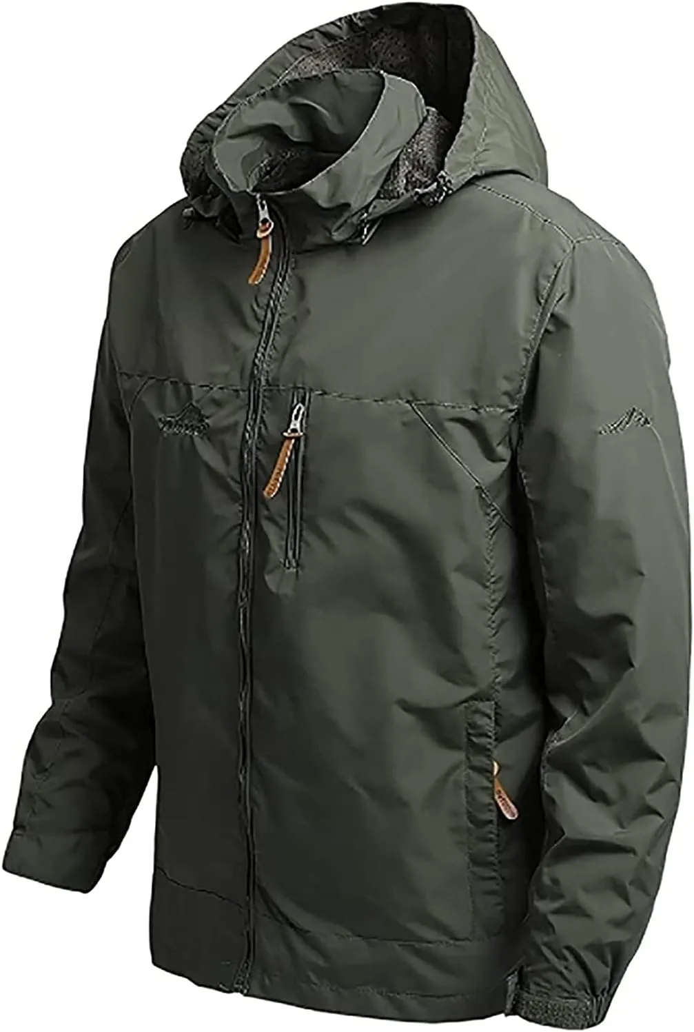 Men's Lightweight Rain Jacket Waterproof Raincoat Windbreaker Hooded Outdoor Shell Jacket for Hiking Work
