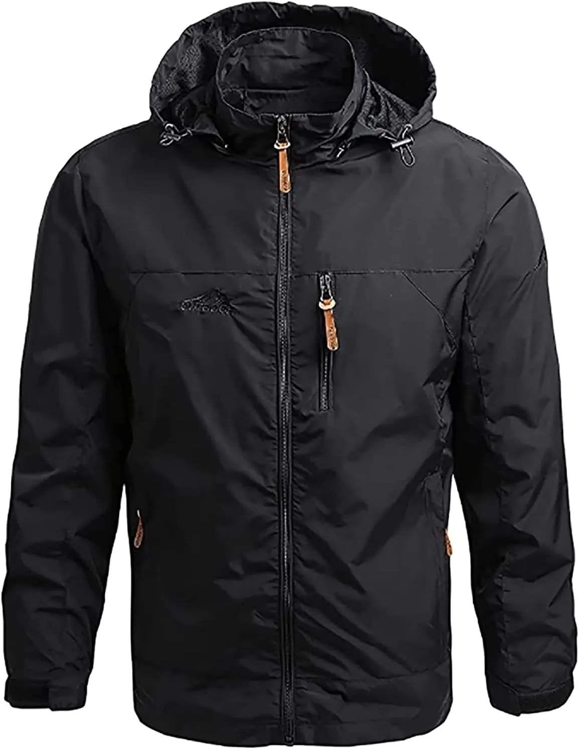 Mens Lightweight Windbreaker Winter Jacket Water Resistant Shell Jacket Coat, Hooded Rain Coat Windbreaker