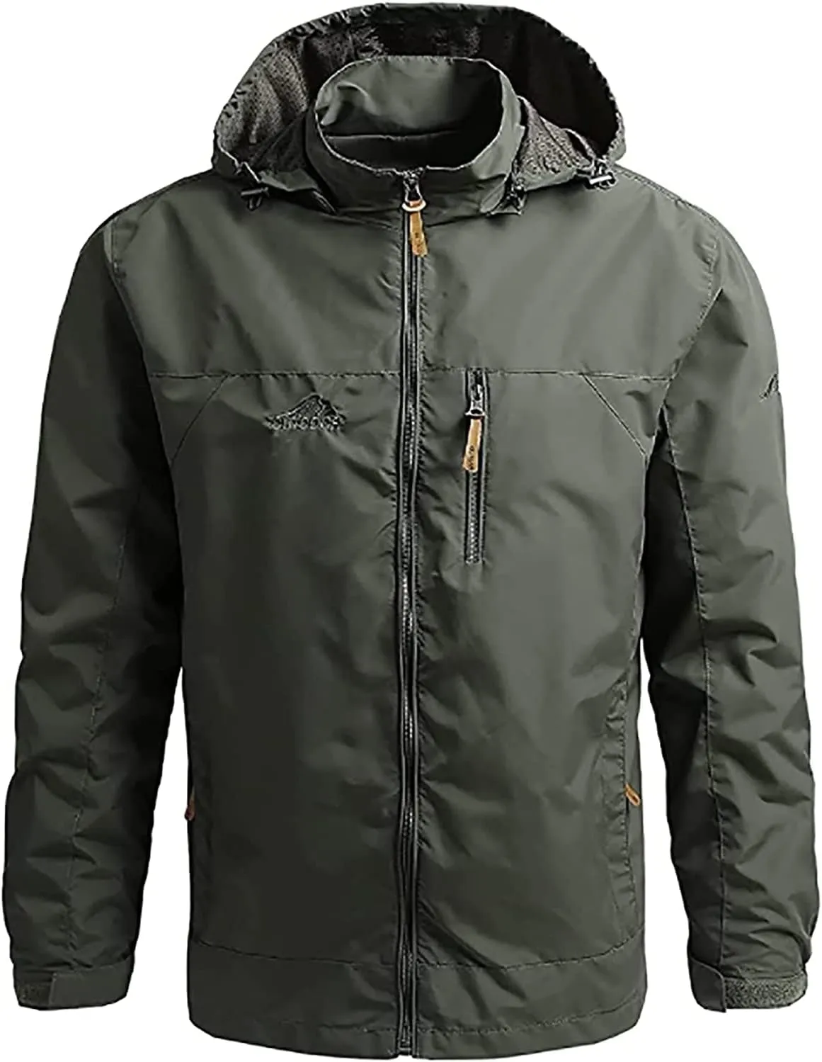 Men's Waterproof Rain Jacket Outdoor Lightweight Rain Shell Coat Hooded Outdoor Jacket for Hiking, Travel
