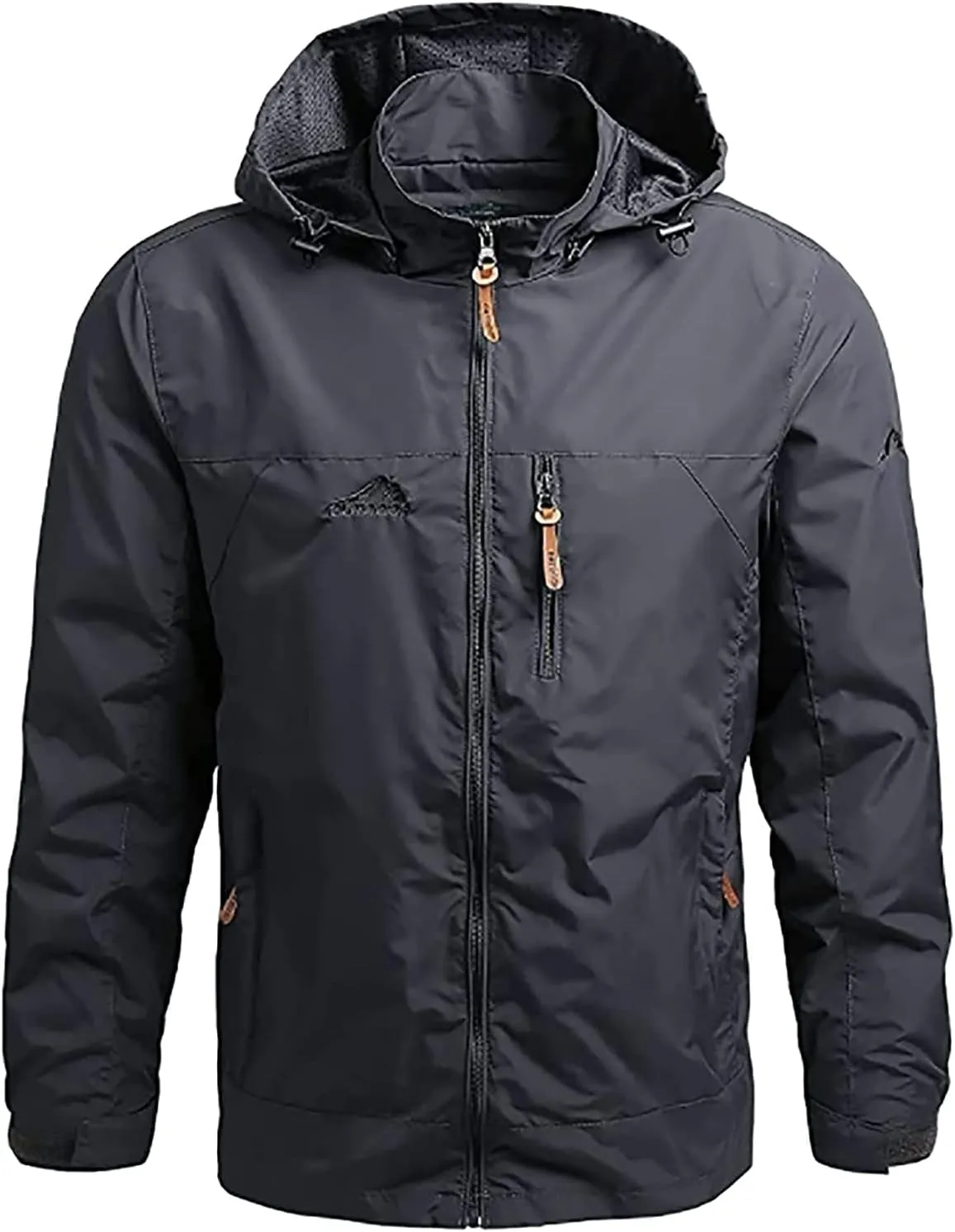 Men's Waterproof Rain Jacket Outdoor Lightweight Rain Shell Coat Hooded Outdoor Jacket for Hiking, Travel