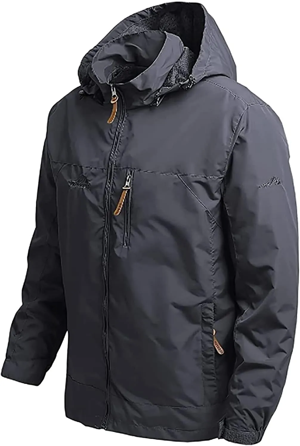 Men's Waterproof Rain Jacket Outdoor Lightweight Rain Shell Coat Hooded Outdoor Jacket for Hiking, Travel