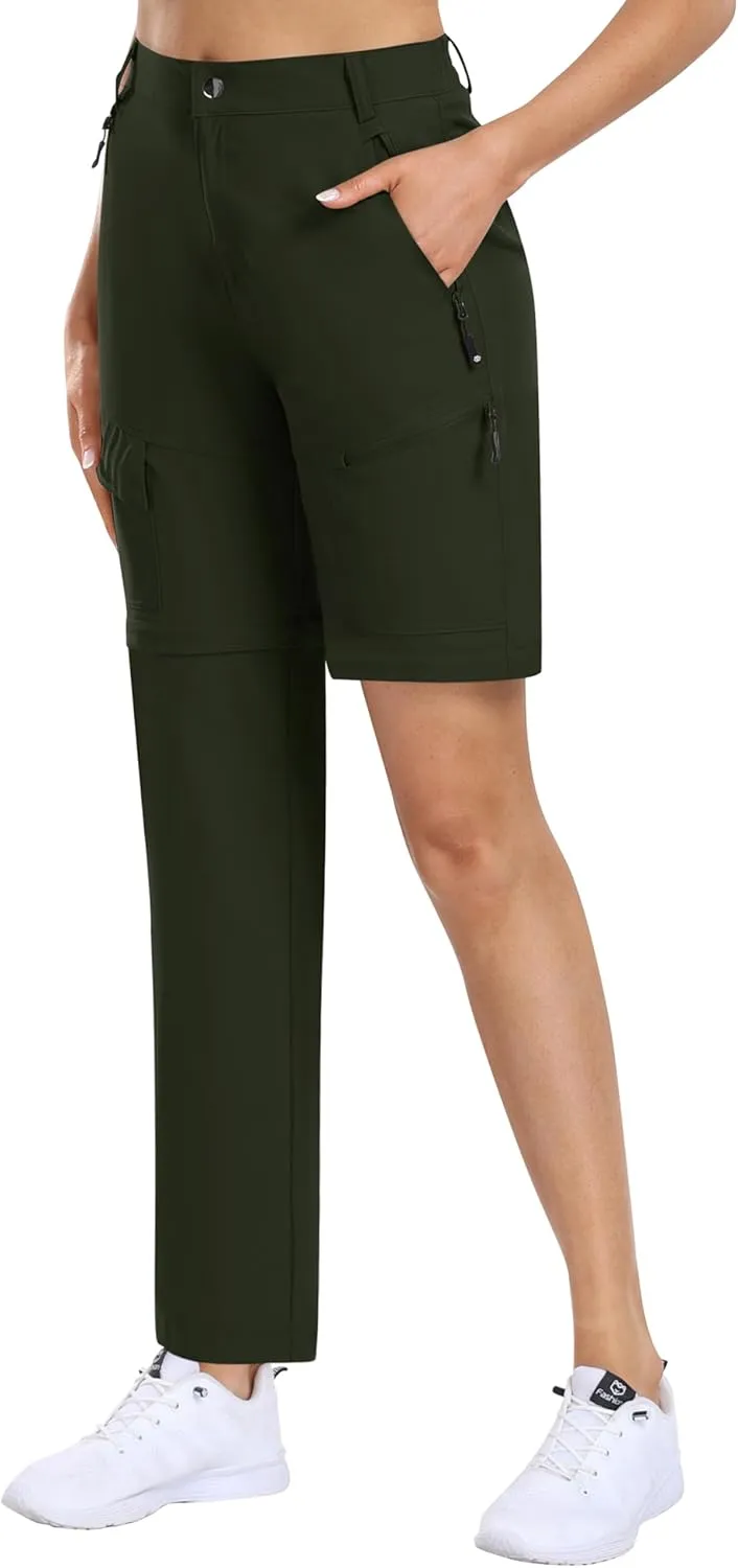 MoFiz Women's Hiking Pants Convertible Quick Dry Lightweight Zip Off Outdoor Athletic Pants with 5 Deep Pocket
