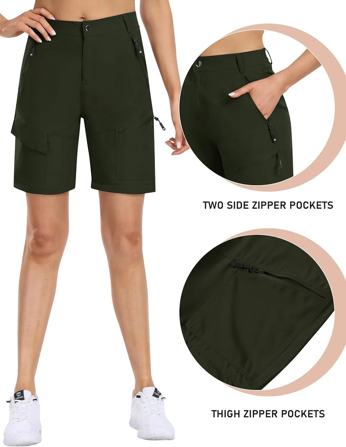 MoFiz Women's Hiking Pants Convertible Quick Dry Lightweight Zip Off Outdoor Athletic Pants with 5 Deep Pocket