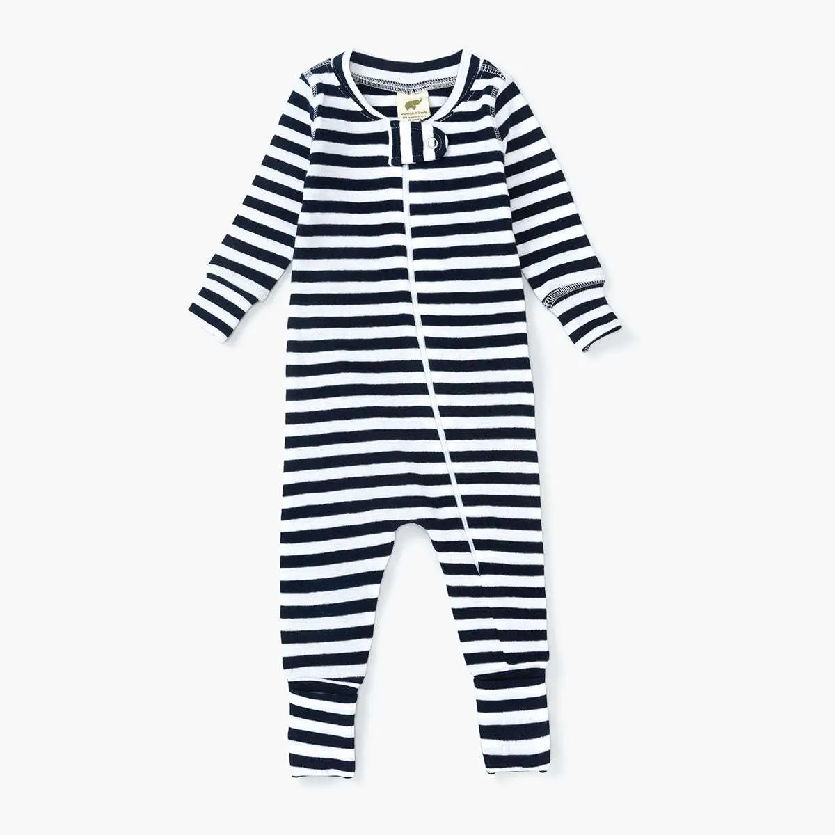 SALE - One-Piece Baby Pajamas_Navy Classic Stripe