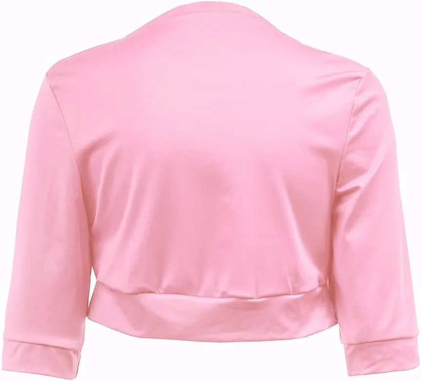 Women's Cropped Cardigan 3/4 Sleeve Bolero Shrug Sweater Cardigans Lightweight Knit Jacket Shrugs for Dresses