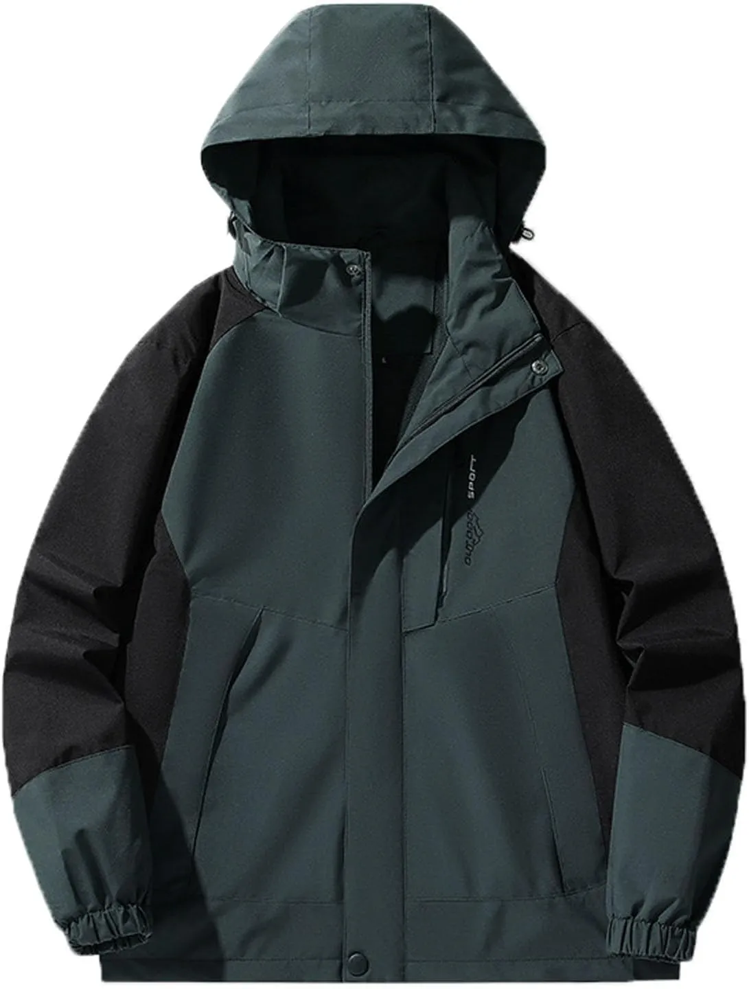 Womens Hooded Rain Jacket Windbreaker Plus Size Zip Up Warm Anorak Jacket Comfy Outdoor Hiking Raincoats with Pockets