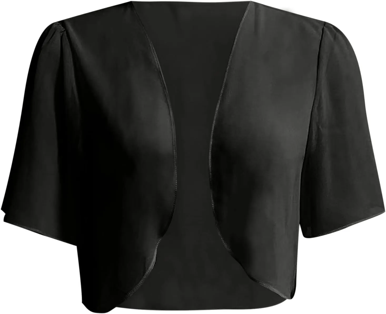 Womens Lightweight Sheer Cropped Cardigan Open Front Short Sleeve Crop Tops Casual Loose Fit Ruffle Beach Cover Ups