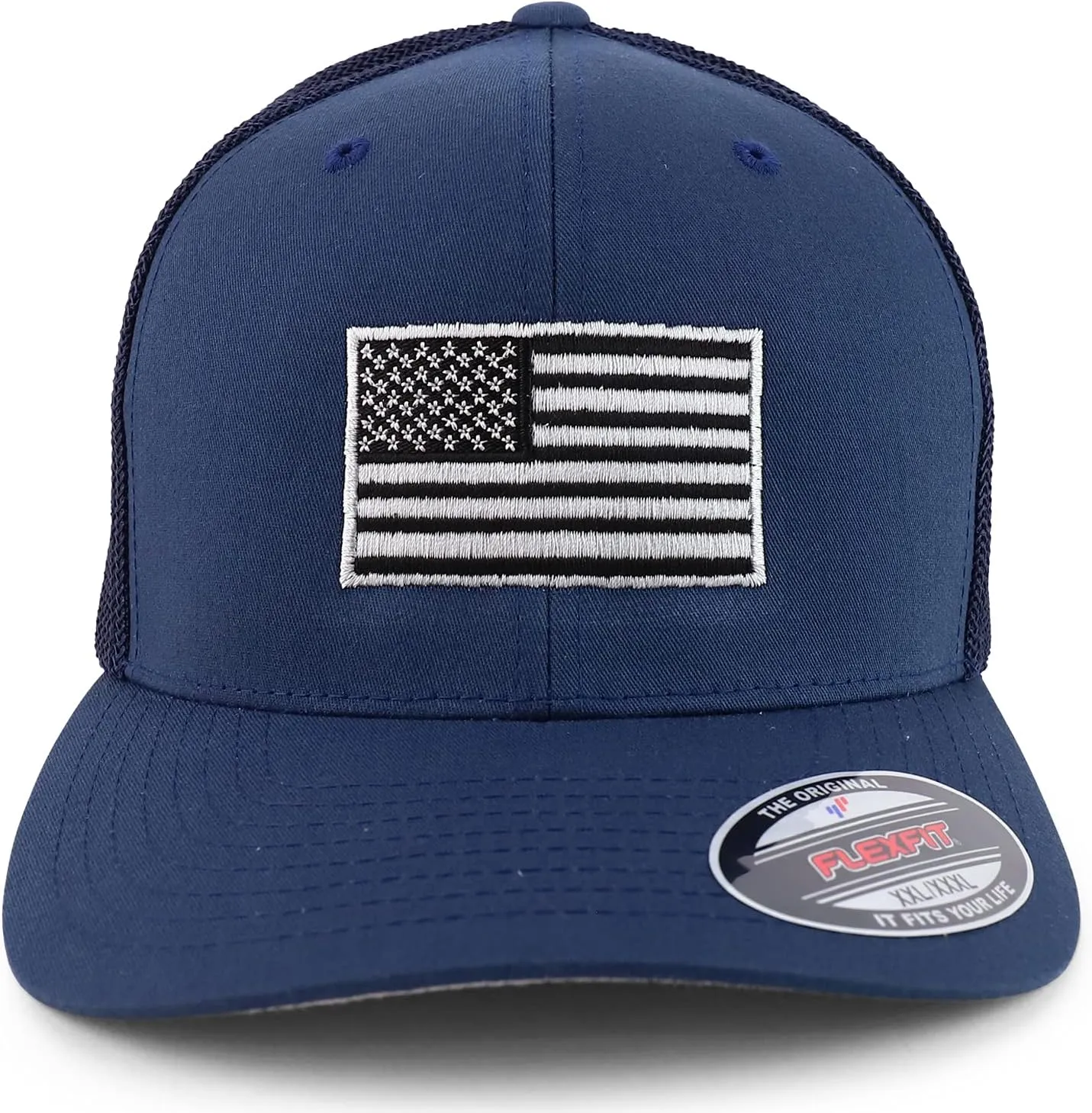 XXL Oversize USA American Flag Embroidered Flex Fitted Mesh Back Baseball Cap